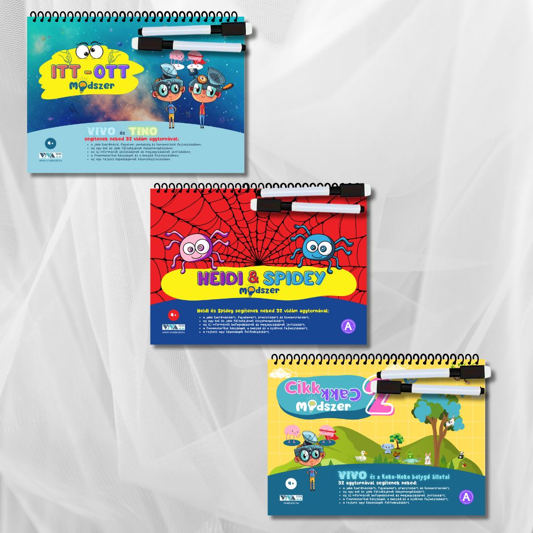 Háromrészes készlet „Agytornák” – Itt-Ott + Heidi és Spidey + Cikk-Cakk 2