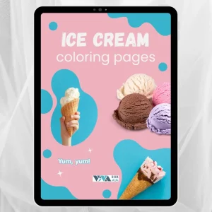 Ice Cream Coloring Book – Fagylaltos finomságok: Színezőlapok, kreativitás és kikapcsolódás, 3+ éves kortól, nyomtatható digitális PDF formátum (A4)