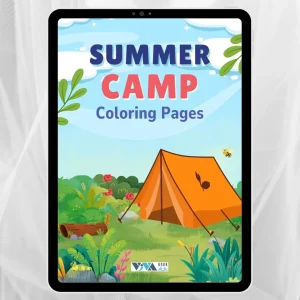 Summer Camp Coloring Book – Nyári tábor: Színezőlapok, kreativitás és kikapcsolódás, 3+ éves kortól, Nyomtatható digitális PDF formátum (A4)