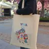 Vastag textil pamut ökotáska hosszú füllel, felirat nélkül, Vivo, Tino és Viva karakterekkel